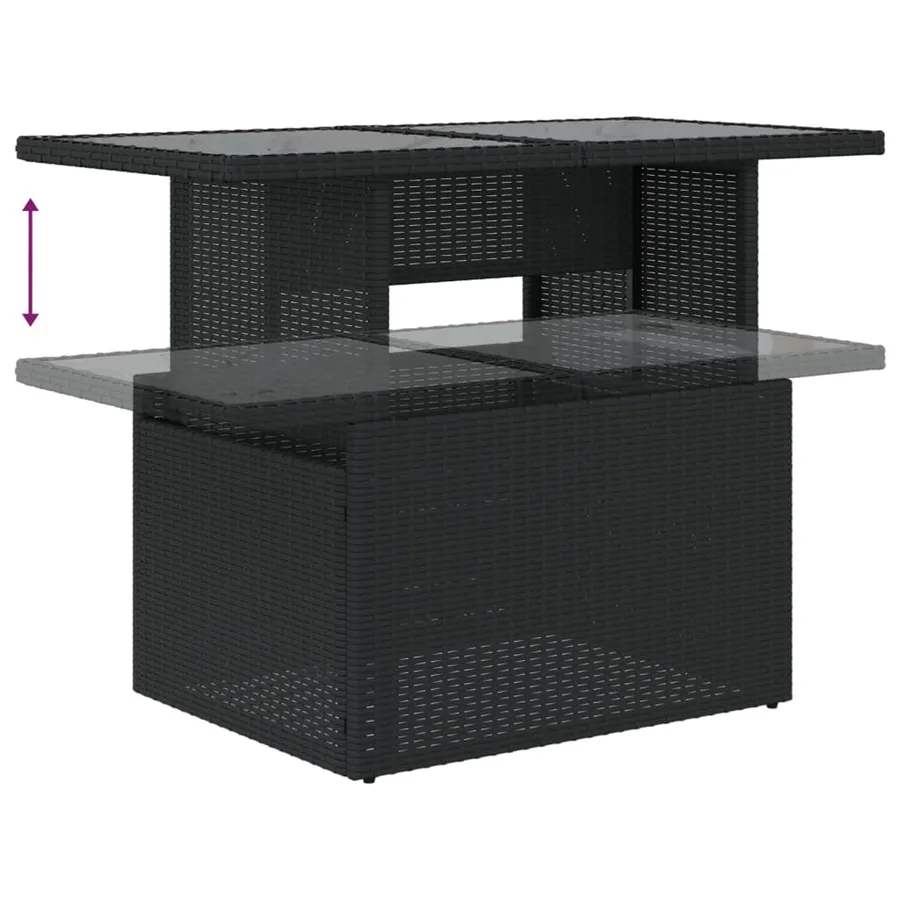 Salon de jardin 6 pcs avec coussins noir résine tressée - 6