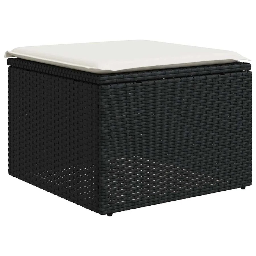 Salon de jardin 8 pcs avec coussins noir résine tressée - 5