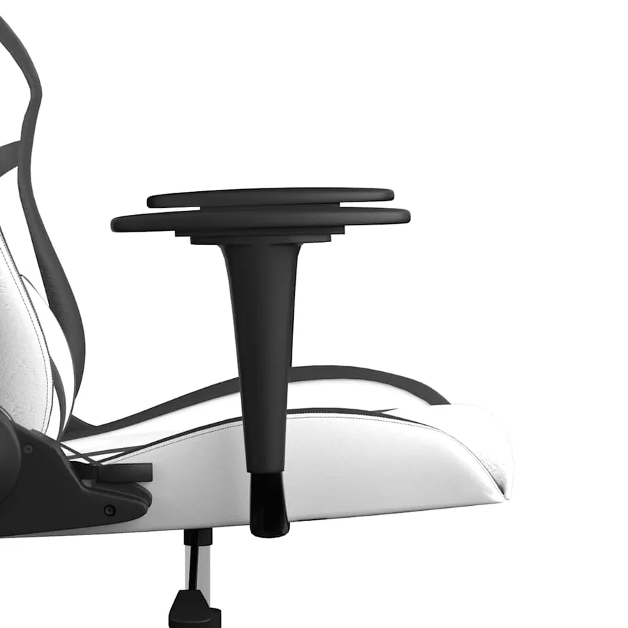 Chaise de jeu de massage Blanc et noir Similicuir - 10