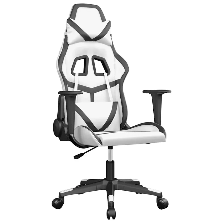 Chaise de jeu de massage Blanc et noir Similicuir - 2