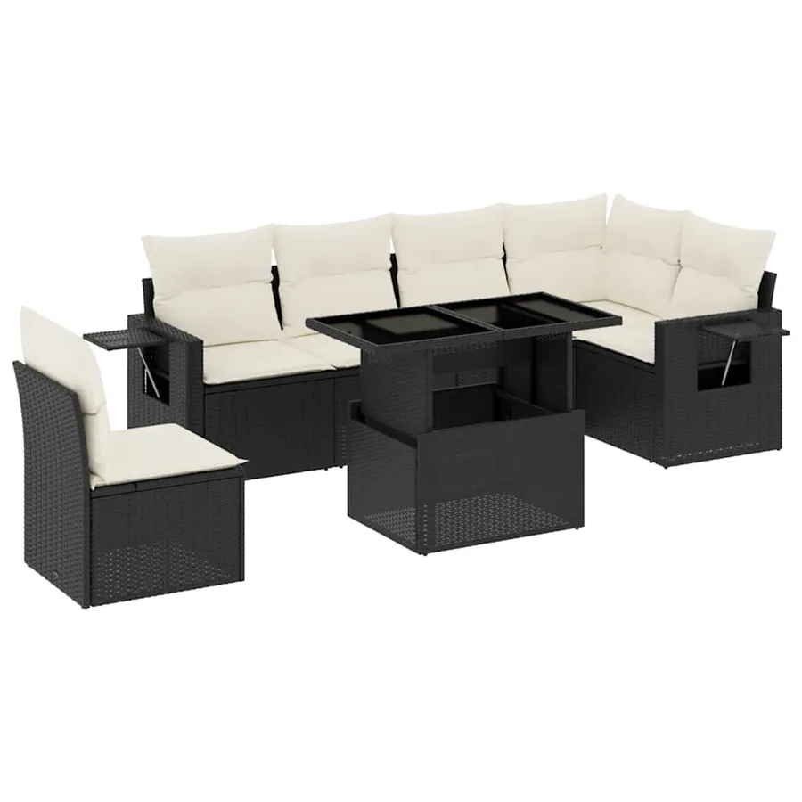 Salon de jardin 7 pcs avec coussins noir résine tressée 62 x 62 x 69 cm - 64,7 kg - 2
