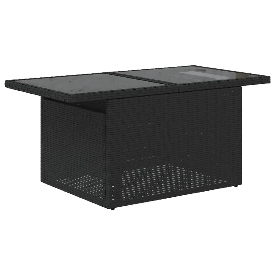Salon de jardin 9 pcs avec coussins noir résine tressée - 6