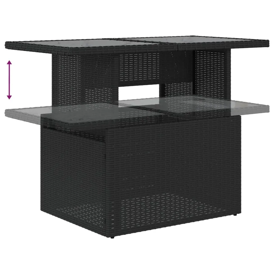 Salon de jardin 9 pcs avec coussins noir résine tressée - 7