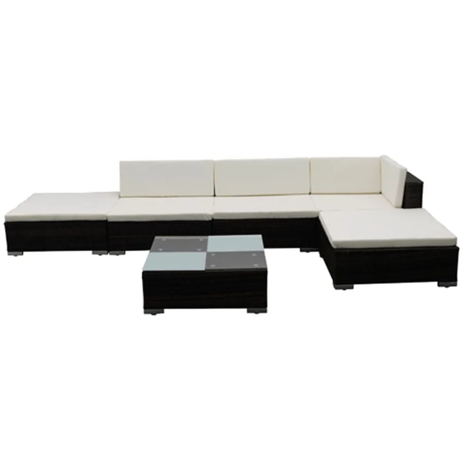 Salon de jardin 6 pcs avec coussins Résine tressée Marron - 3