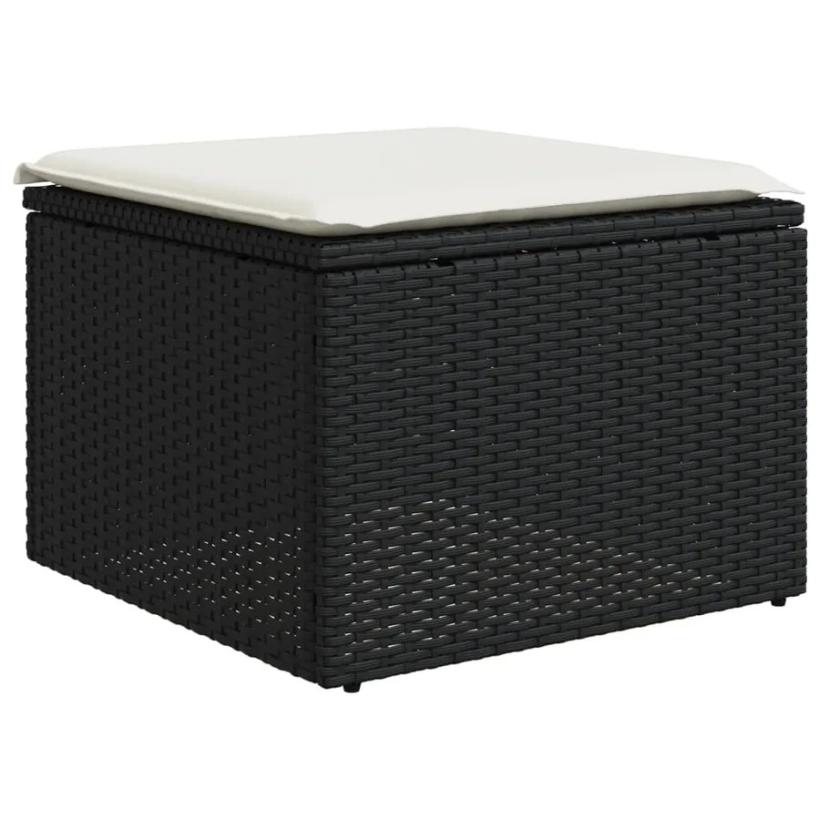 Salon de jardin 8 pcs avec coussins noir résine tressée - 6