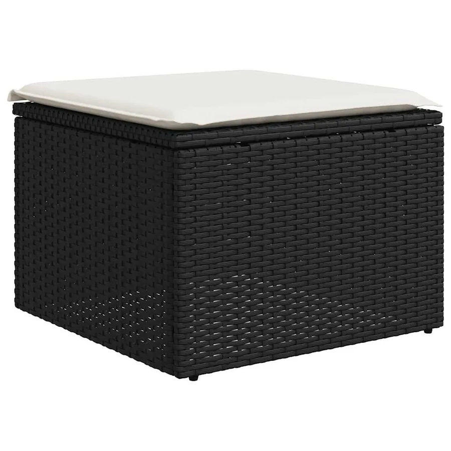 Salon de jardin 8 pcs avec coussins noir résine tressée - 7