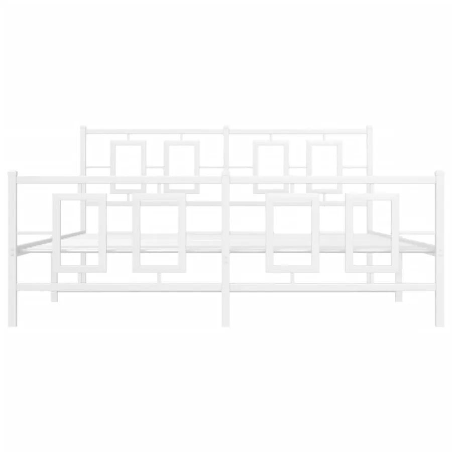 Cadre de lit métal sans matelas et pied de lit blanc 150x200 cm - 5