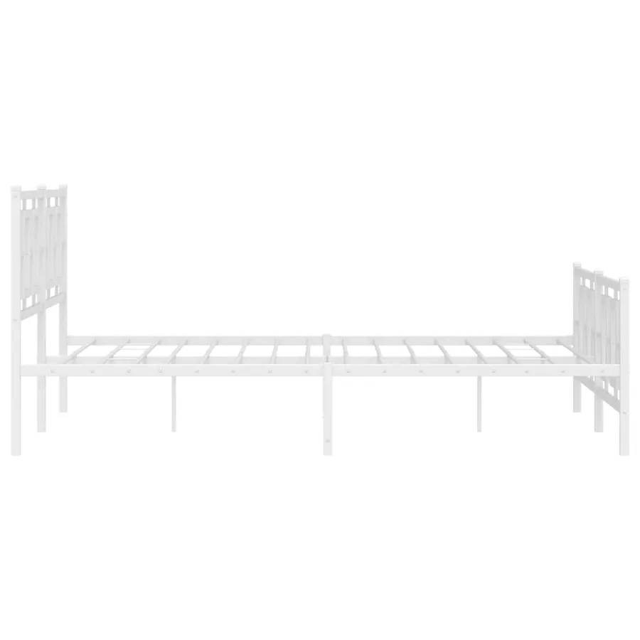 Cadre de lit métal sans matelas et pied de lit blanc 150x200 cm - 6