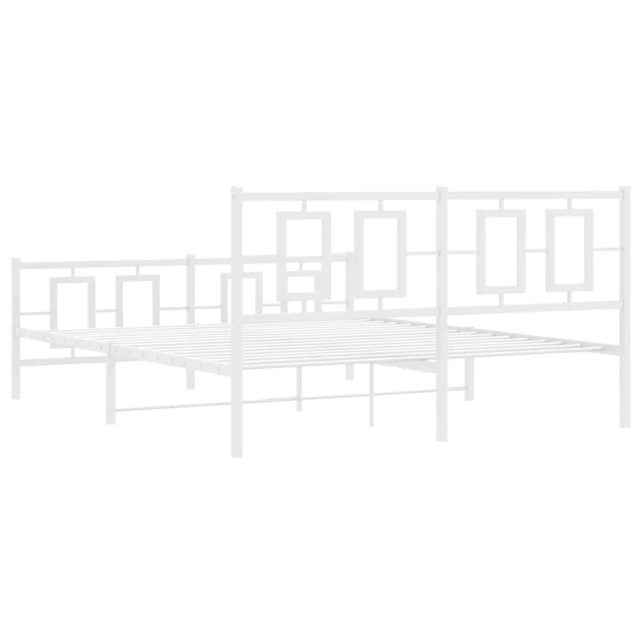 Cadre de lit métal sans matelas et pied de lit blanc 150x200 cm - 7