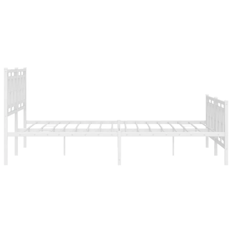 Cadre de lit métal sans matelas et pied de lit blanc 180x200 cm - 6
