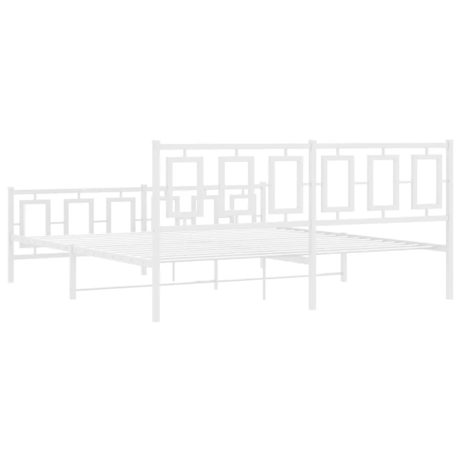 Cadre de lit métal sans matelas et pied de lit blanc 180x200 cm - 7