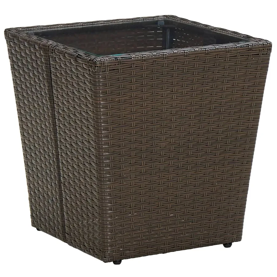 Ensemble de bistro avec coussins 3 pcs marron rotin et verre - 4
