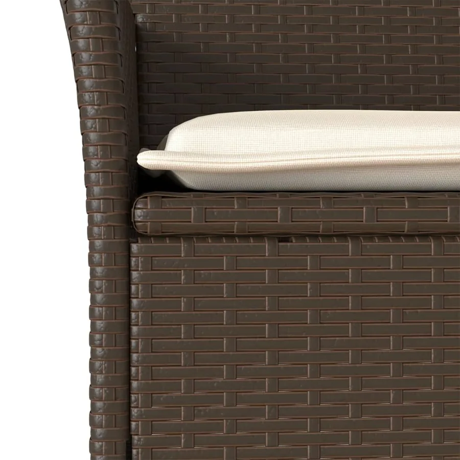 Ensemble de bistro avec coussins 3 pcs marron rotin et verre - 5