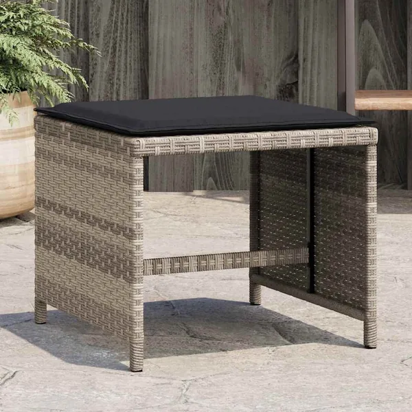 Tabourets de jardin et coussins lot de 4 gris clair 41x41x36 cm