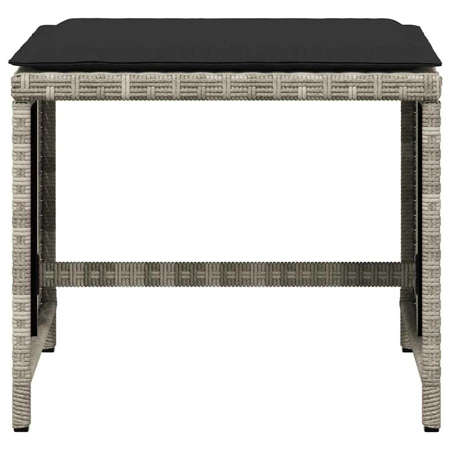 Tabourets de jardin et coussins lot de 4 gris clair 41x41x36 cm - 5