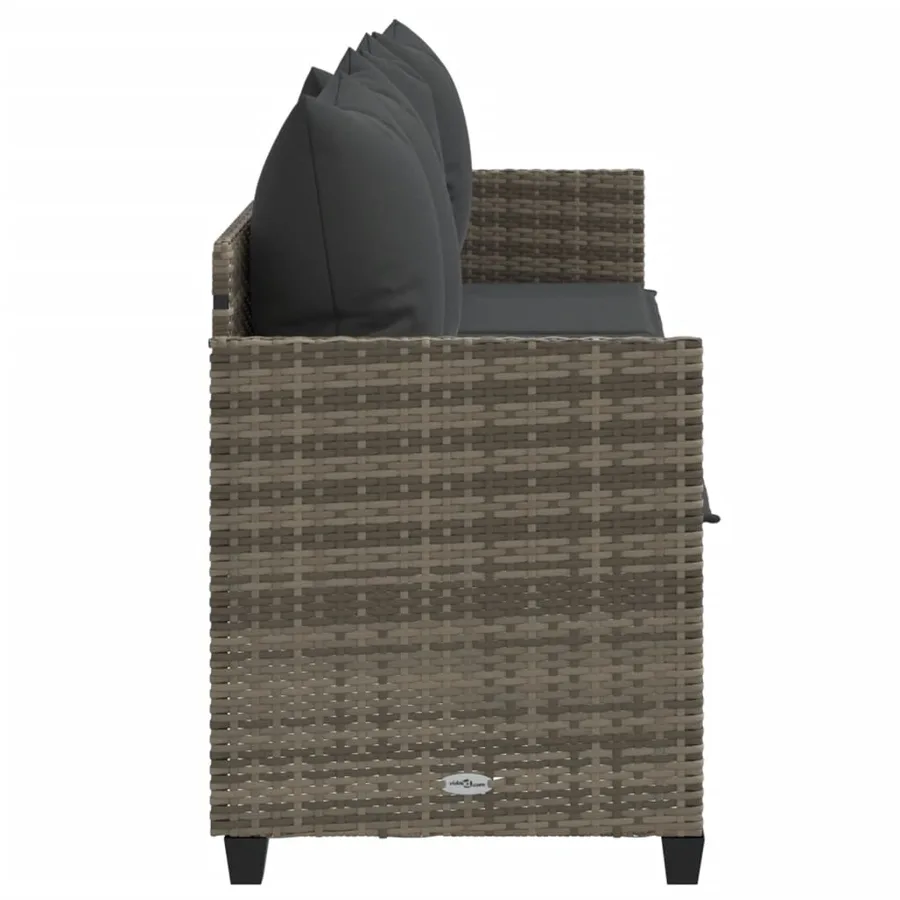 Chaise longue avec coussins gris résine tressée - 6