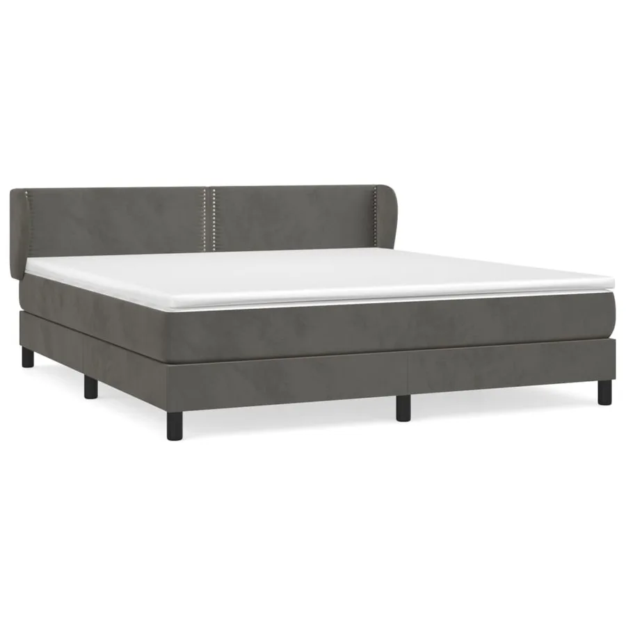 Sommier à lattes de lit et matelas Gris foncé 180x200cm Velours - 2