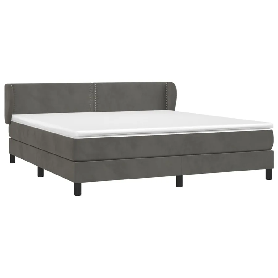 Sommier à lattes de lit et matelas Gris foncé 180x200cm Velours - 3
