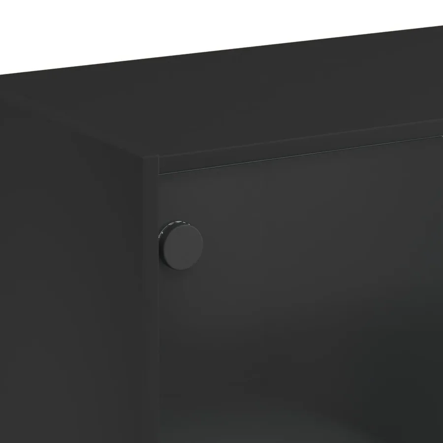 Buffet haut avec portes noir 68x37x142 cm bois d'ingénierie - 10