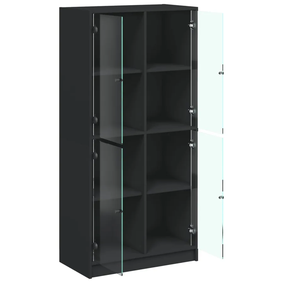 Buffet haut avec portes noir 68x37x142 cm bois d'ingénierie - 6
