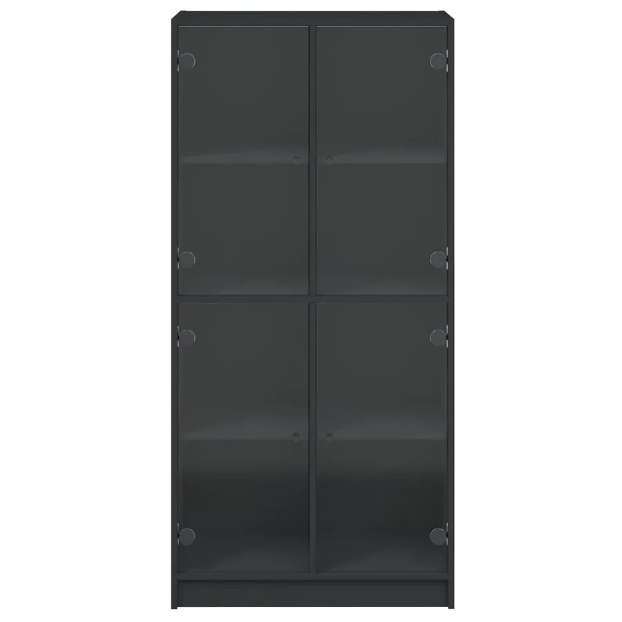 Buffet haut avec portes noir 68x37x142 cm bois d'ingénierie - 7