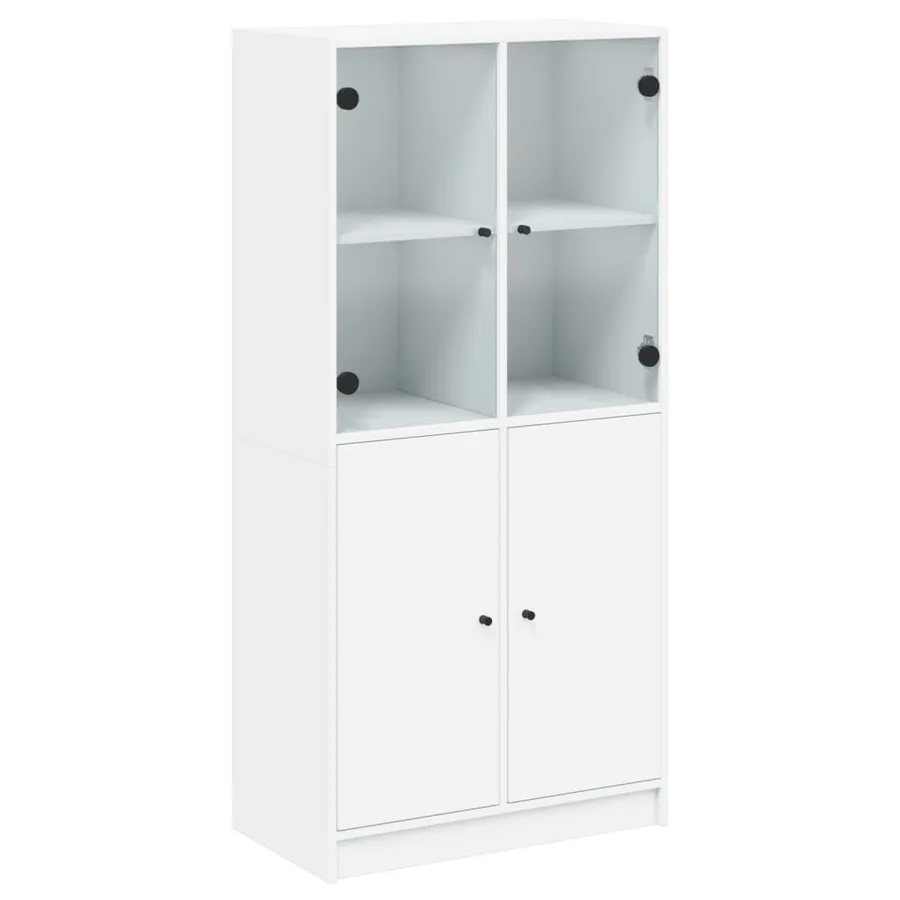Buffet haut avec portes blanc 68x37x142 cm bois d'ingénierie - 2