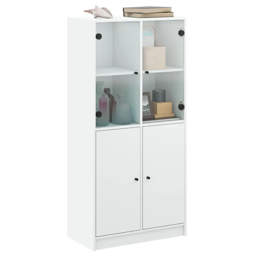 Buffet haut avec portes blanc 68x37x142 cm bois d'ingénierie - 5