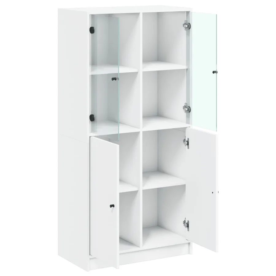Buffet haut avec portes blanc 68x37x142 cm bois d'ingénierie - 6