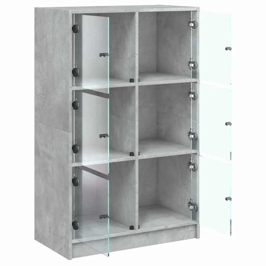 Buffet haut avec portes gris béton 68x37x109 cm bois ingénierie - 6