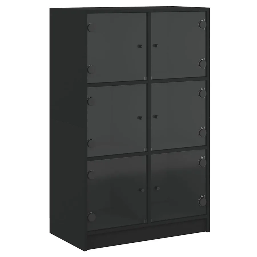 Buffet haut avec portes noir 68x37x109 cm bois d'ingénierie - 2