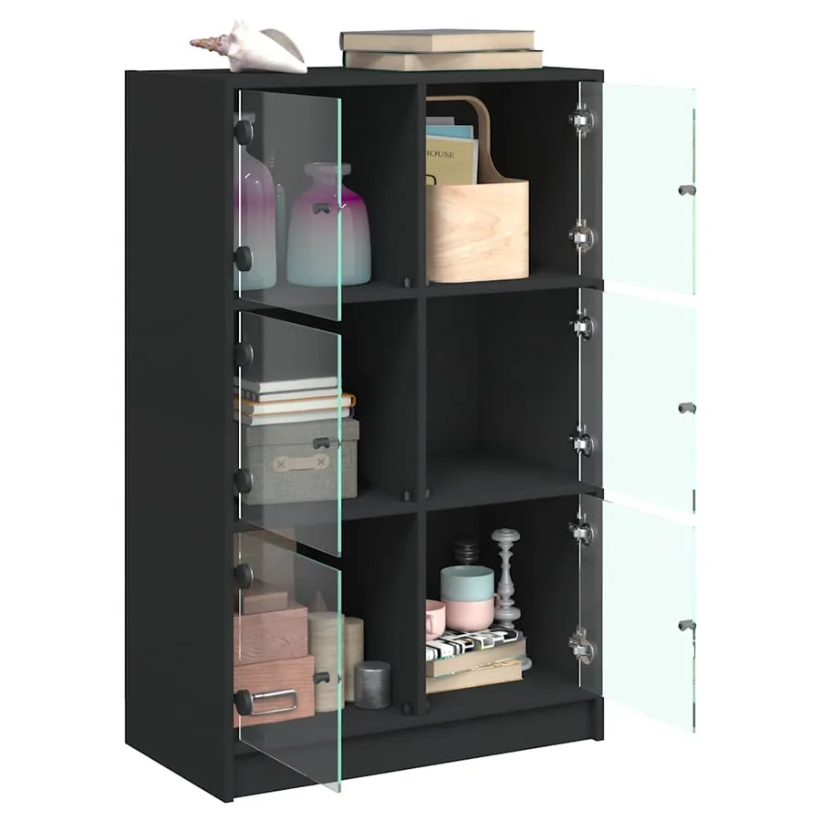 Buffet haut avec portes noir 68x37x109 cm bois d'ingénierie - 4