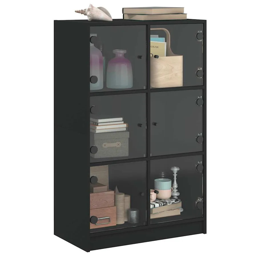 Buffet haut avec portes noir 68x37x109 cm bois d'ingénierie - 5