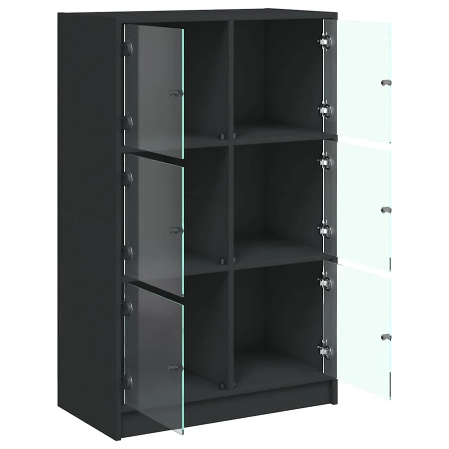 Buffet haut avec portes noir 68x37x109 cm bois d'ingénierie - 6