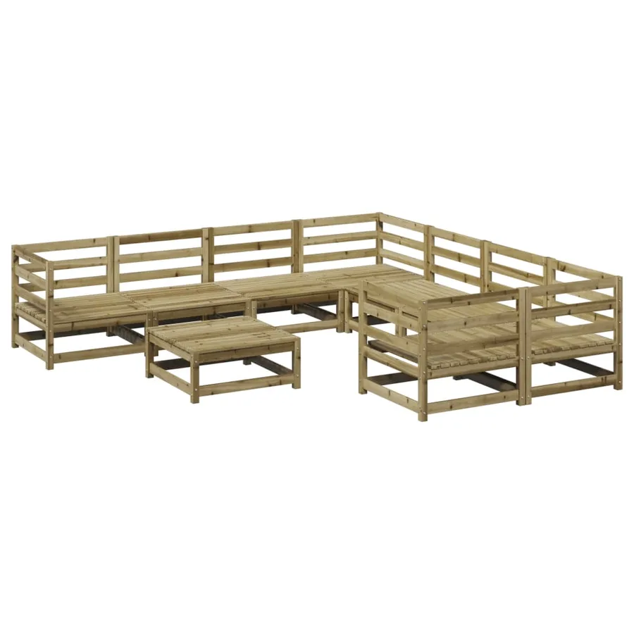 Salon de jardin 9 pcs bois de pin imprégné - 2