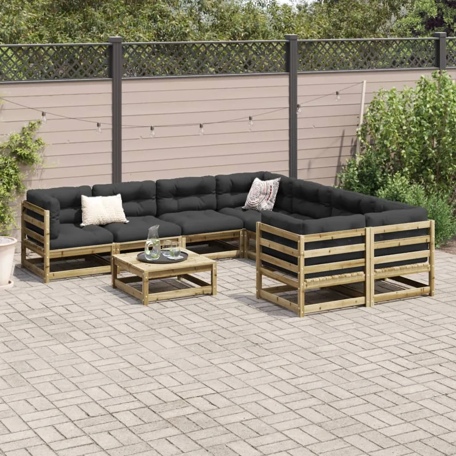 Salon de jardin 9 pcs bois de pin imprégné - 3