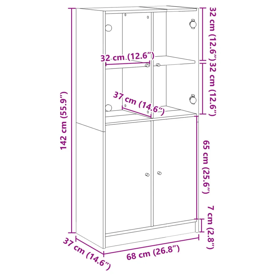Buffet haut avec portes chêne marron bois d'ingénierie - 12