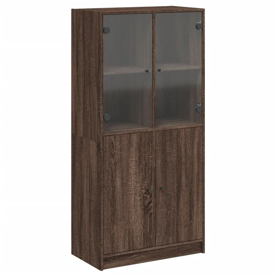 Buffet haut avec portes chêne marron bois d'ingénierie - 2