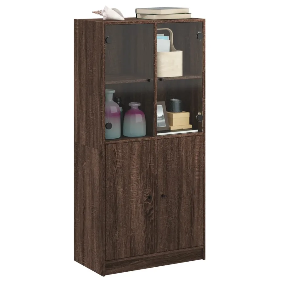 Buffet haut avec portes chêne marron bois d'ingénierie - 5