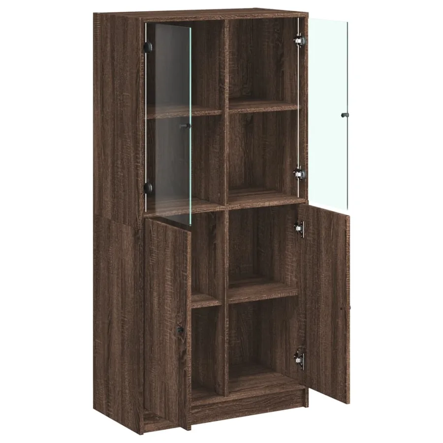 Buffet haut avec portes chêne marron bois d'ingénierie - 6