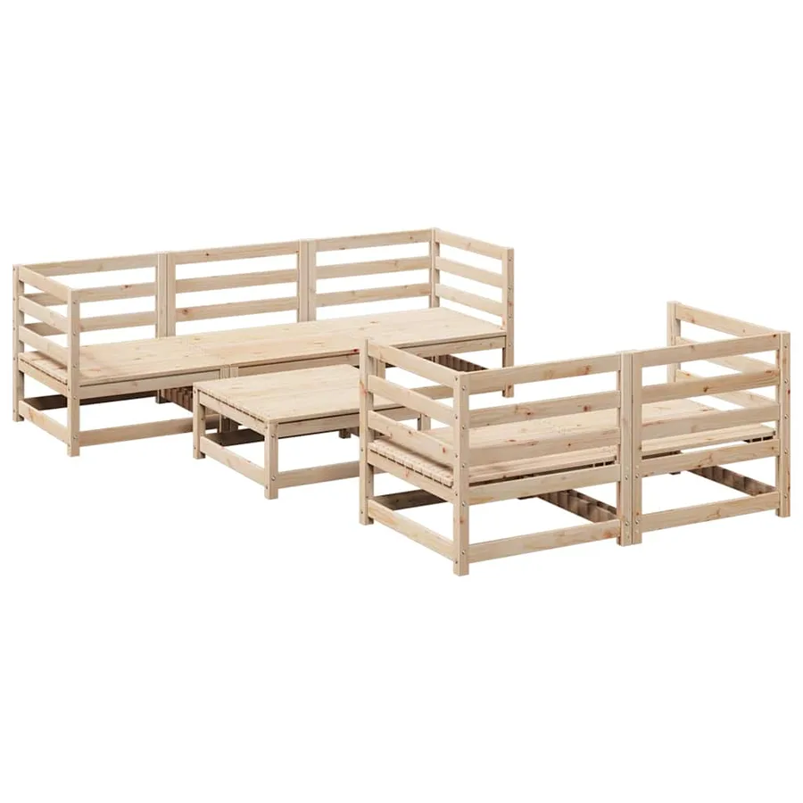 Salon de jardin 6 pcs bois de pin massif - 2