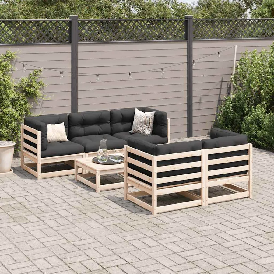 Salon de jardin 6 pcs bois de pin massif - 3