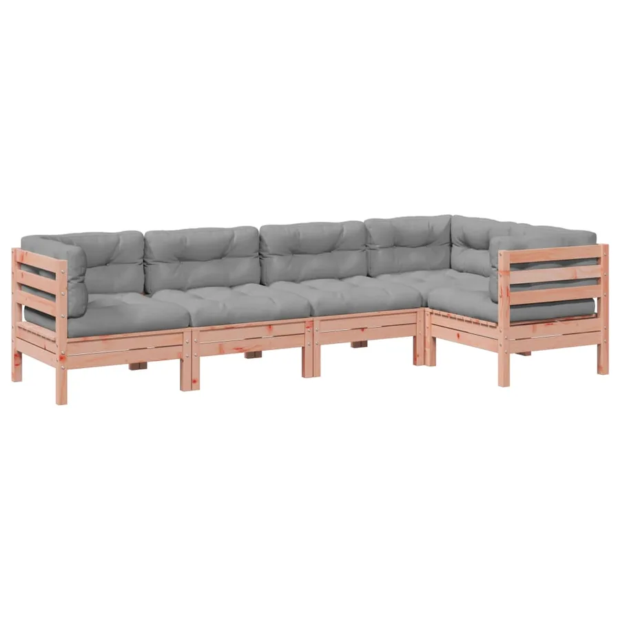 Salon de jardin 5 pcs et coussins bois massif sapin de douglas - 2