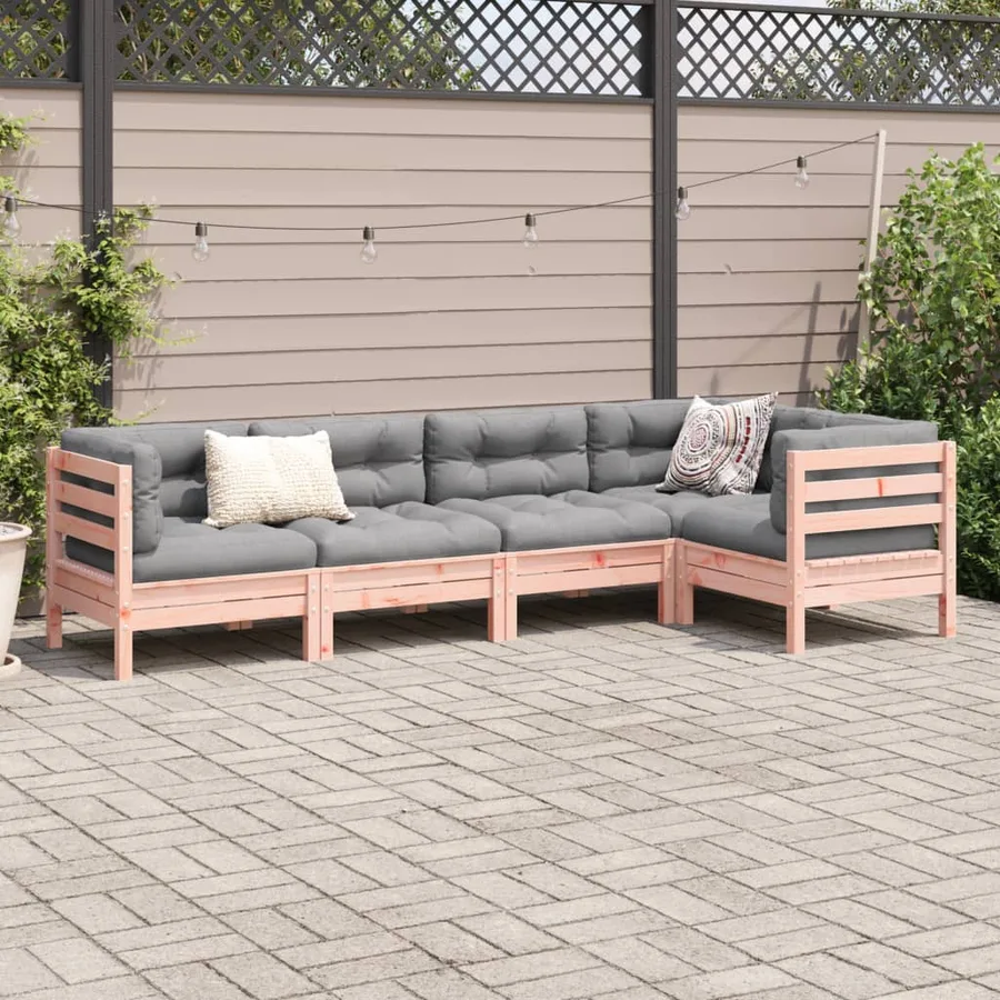 Salon de jardin 5 pcs et coussins bois massif sapin de douglas - 3