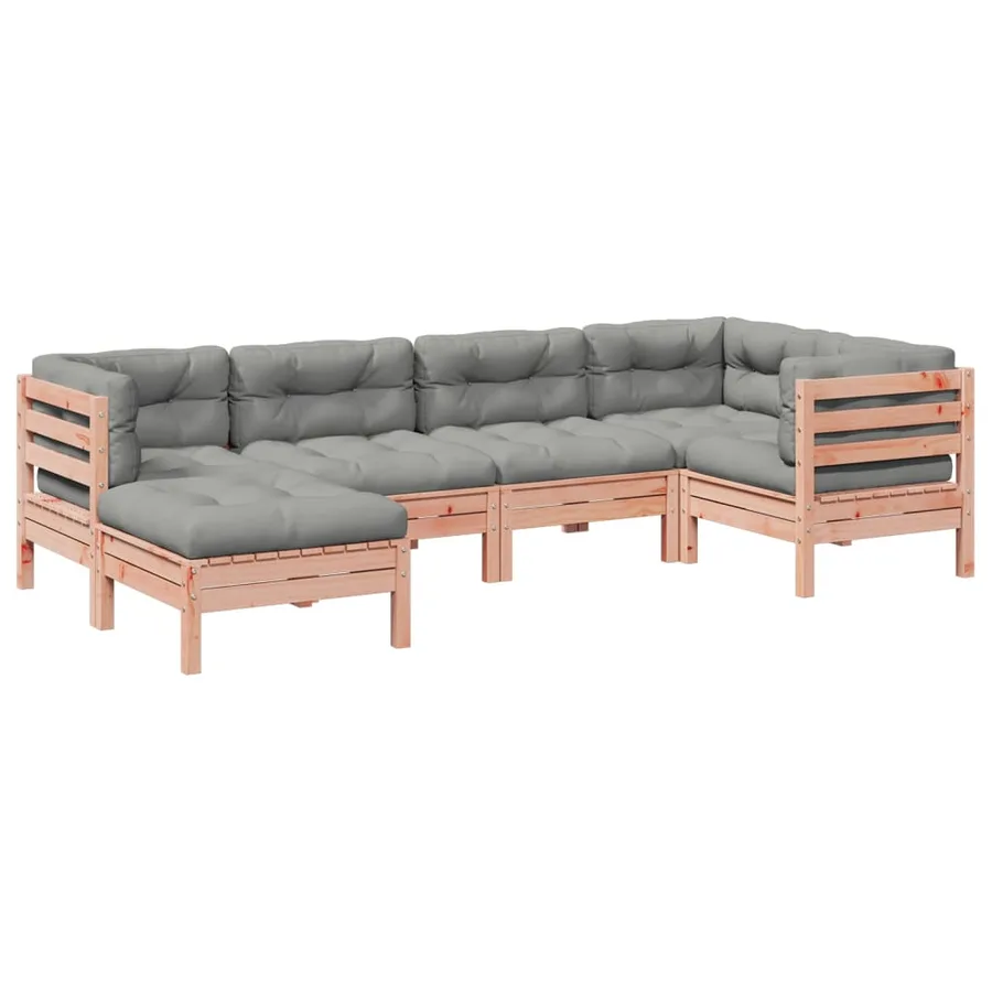 Salon de jardin 6 pcs et coussins bois massif sapin de douglas - 2