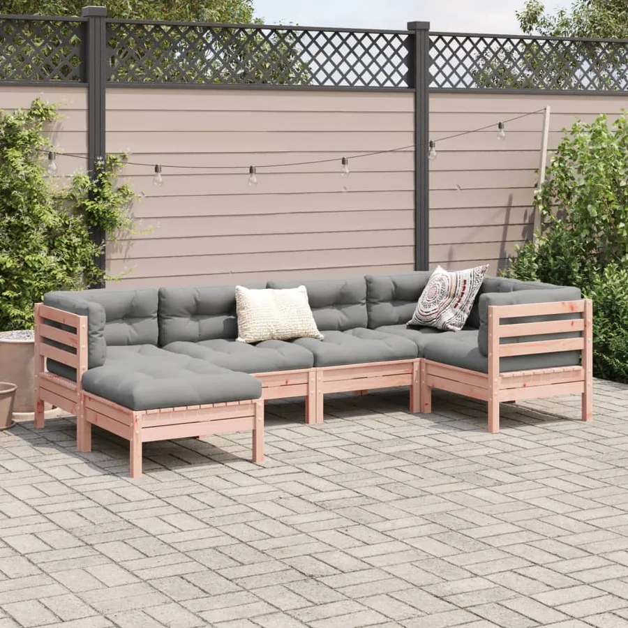 Salon de jardin 6 pcs et coussins bois massif sapin de douglas - 3