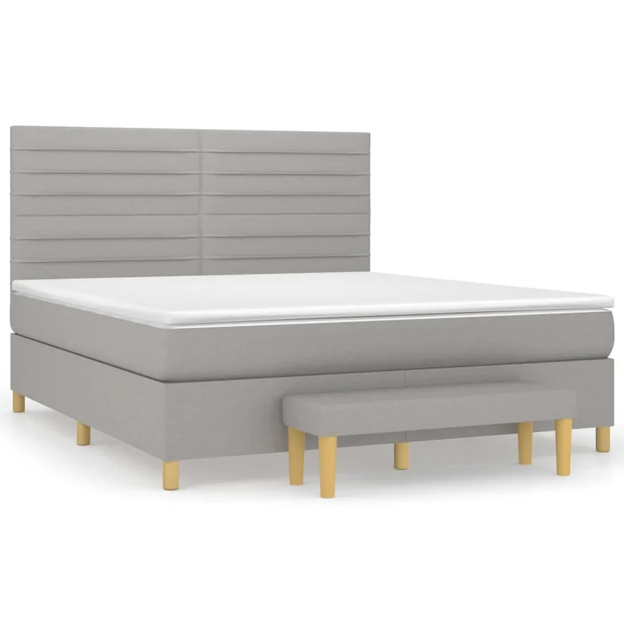 Sommier à lattes de lit avec matelas Gris clair 180x200cm Tissu - 2