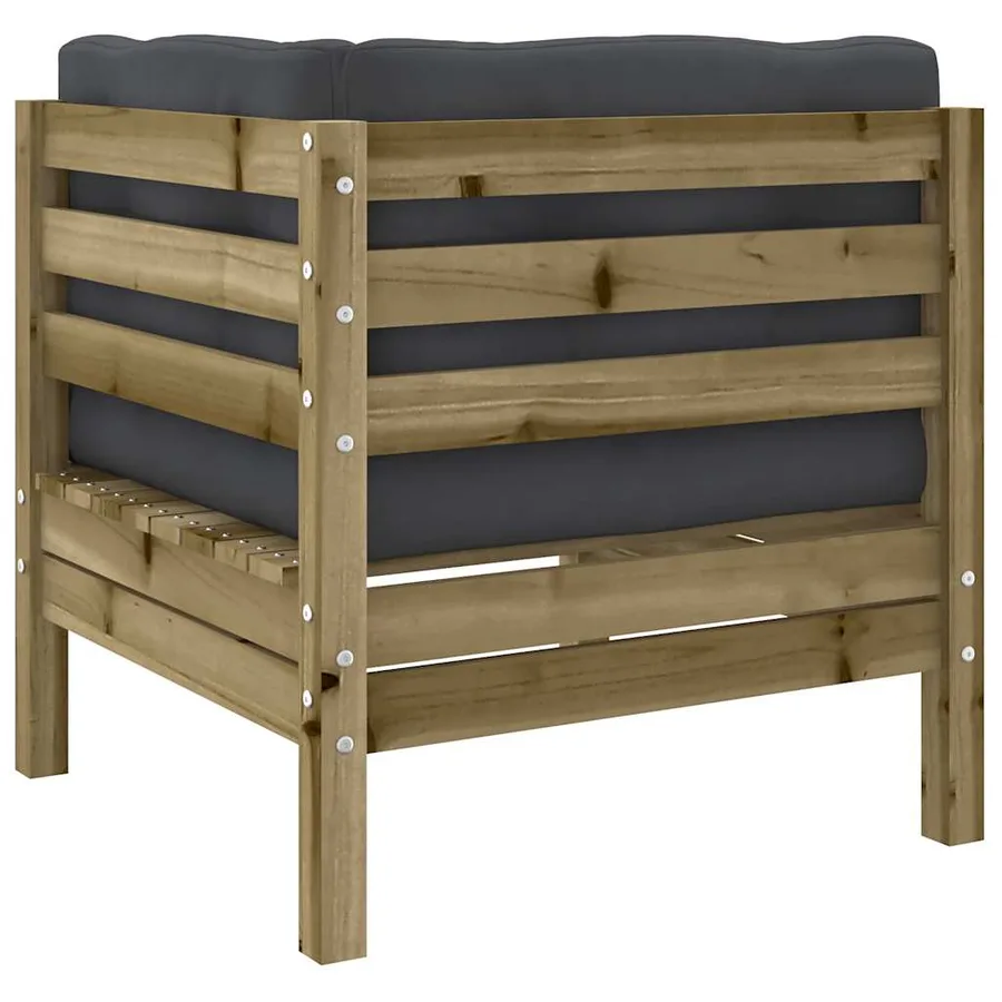Salon de jardin 7 pcs avec coussins bois de pin imprégné - 8