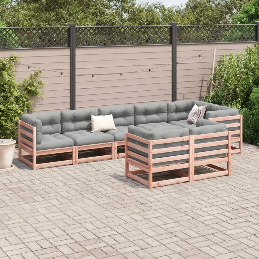 Salon de jardin 8 pcs bois massif sapin de douglas - 3