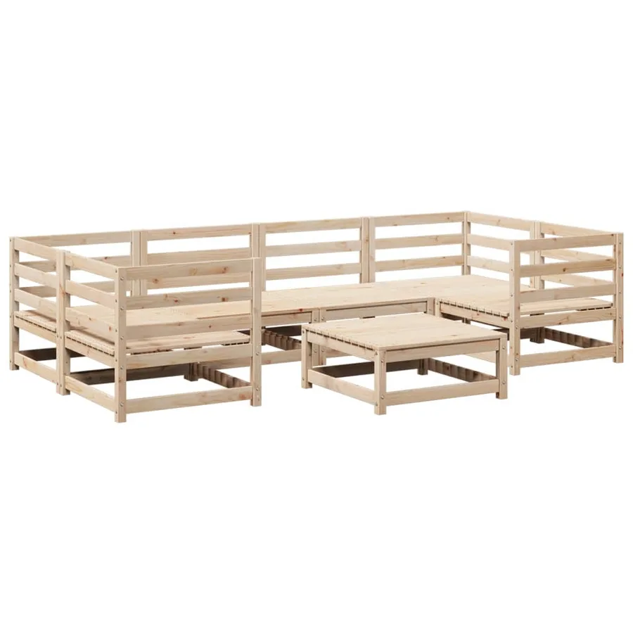 Salon de jardin 7 pcs bois de pin massif - 2