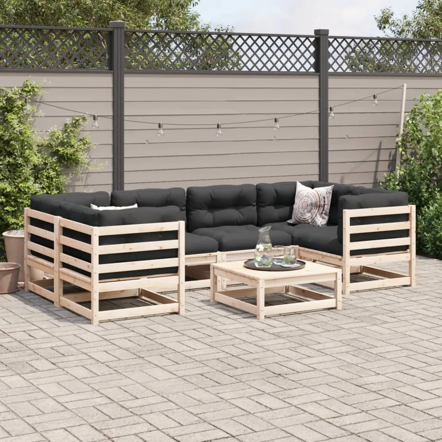 Salon de jardin 7 pcs bois de pin massif - 3